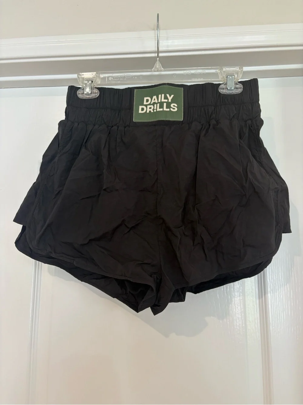 Daily Drills Black Women's Athletic Shorts with Logo Patch